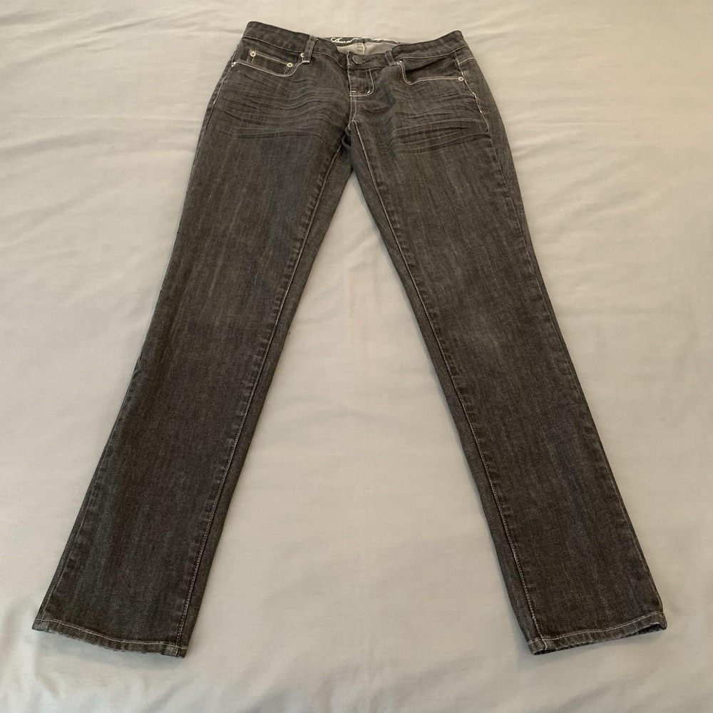 American Eagle Jeans Womens 8 Gray Charcoal Low Rise Slim Straight Stretch Denim